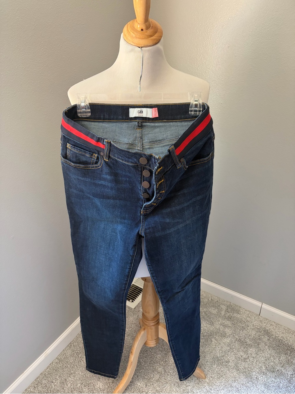 CAbi Dark Blue Ankle Jeans Button Fly Simone Skinny #3751